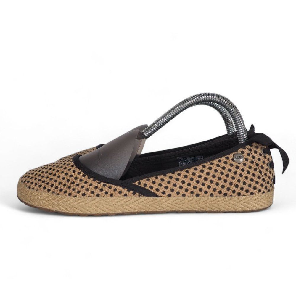 UGG Australia Indah Burlap Polka Dot Ballet‎ Flats Tan / Black 1004329 Women's 8 - Picture 2 of 11